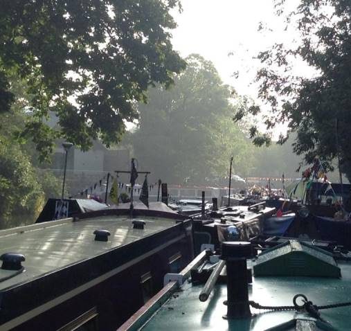 Morning across boats at Ware